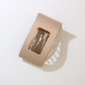 Minimalist matte beige rectangular hollow claw clip for elegant hair styling - Bulk/Loose Packaging / Matte Light Khaki