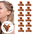 Set of 12 amber tortoiseshell small hair claws for women in cream coffee tones - 12 Pcs Set (OPP Bag) / Model J Full Matte Yellow Leopard