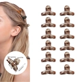 12-piece mini hair claw clips set in tortoiseshell and black colors for daily styling - Matte Grey Leopard (Style K)