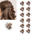 Tortoiseshell heart hair claw clips 12pcs set in mini size with leopard print texture - OPP Bag / Model G Full Glossy Gray Leopard