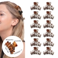 Set of 12 mini amber tortoise shell hair claw clips for versatile hairstyling - 12 Pcs Set (OPP Bag) / Model K Full Matte Gray Leopard