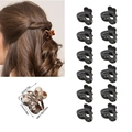 Set of 12 matte black heart mini hair claws, 2.5cm size and lightweight 1.8g design - OPP Bag / Model H Full Matte Black