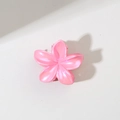 Pink plumeria hair claw clip with a pearlescent finish in a 4.5cm minimalist flower design - Rose Red