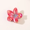 Pinza para el pelo con forma de flor irisada en degradado rosa y naranja metalizado - Empaque a granel / Rojo Iridiscente