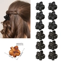 Set of small flower claw clips in black and tortoiseshell colors for high ponytails - OPP Bag / Style B Matte & Shiny Black