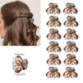 Set of 12 amber brown mini octopus hair claws for women, sized 2.5cm with 2g weight - OPP Bag / Model K Full Matte Gray Leopard