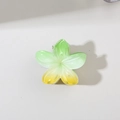 Frangipani claw clip featuring a green to yellow gradient flower design for women - Gradient Green Yellow