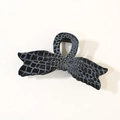 Pinza per capelli a fiocco floccato nero e grigio con elegante trama a serpente - Confezione sfusa / Nero