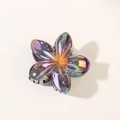 Pinza para el cabello de flor con degradado arcoíris y acabado metálico brillante - Empaque a granel / Violeta Claro Iridiscente