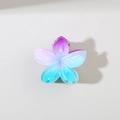 Candy-colored plumeria hair claw clip with purple and blue gradient resin finish - Gradient Blue Purple