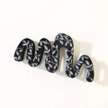 Elegante pinza per capelli a onda con motivo a foglie grigie su nero opaco - Stile con Stampa a Onde (Nero) / Confezione sfusa