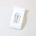 Flat oval white hair clip in matte finish with strong grip rectangular hollow design - Bulk/Loose Packaging / Glossy Pure White