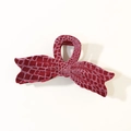 Elegante pinza per capelli a fiocco in velluto bordeaux con trama animalier - Confezione sfusa / Rosso