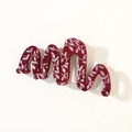 Pinza per capelli ondulata rosso vino con finitura vellutata e motivi a foglie - Stile con Stampa a Onde (Rosso) / Confezione sfusa