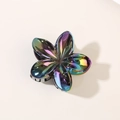 Pinza para el pelo de plumeria metálica iridiscente con diseño de flores de colores - Empaque a granel / Negro de Arma Iridiscente