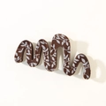 Pinza per capelli marrone con design ondulato e motivo a foglie argentate per donna - Stile con Stampa a Onde (Caffè Scuro) / Confezione sfusa