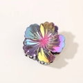 Pinza per capelli a fiore di ibisco con finitura laser iridescente e lucentezza metallica - Viola Chiaro Iridescente