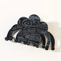 Elegante pinza per capelli nera con motivo floreale grigio e finitura in velluto donna - Confezione sfusa / Nero