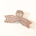 Minimalist champagne faux snakeskin bow hair claw clip with sturdy metal spring mechanism - Bulk Packaging / Apricot