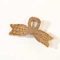 Brown textured bow claw clip with elegant matte finish for women's hairstyle - Bulk Packaging / Khaki