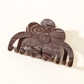 Brown flocked four-leaf clover hair claw clip with vintage floral pattern and soft texture - Dark Coffee