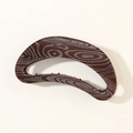 French vintage crescent hair claw clip with dark brown wood grain texture finish - Dark Coffee