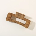 Pinza per capelli a scacchi marrone con texture in velluto e design rettangolare - Confezione sfusa / Griglia Kaki