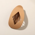 Matte camel leopard print hair clip with stylish rhombus cutout and secure multi-tooth grip - Frosted Red Khaki (Bulk)
