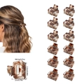 12-piece mini leopard print claw clips set in tortoise shell finish for hair styling - OPP Bag / Matte and Glossy Gray Leopard Mixed