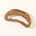 Brown moon-shaped hair claw clip with vintage wood grain texture for elegant styling - Khaki