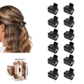 Set of 12 mini matte black hair claws for styling hair side clips in compact size - OPP Bag / Full Glossy Black