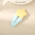 Pinza de pelo de estrella de felpa amarilla con base azul claro para invierno - Clip BB Tejido de Estrella / Estrella Amarilla Con Base Azul