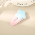 Lindo clip de pelo con estrella de felpa azul claro y base de clip rosa suave - Clip BB Tejido de Estrella / Estrella Azul Con Base Rosa