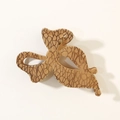 Brown tortoiseshell flocked bow hair claw clip with vintage resin texture and metal spring - Khaki