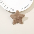 Barrette à cheveux étoile mignonne en fausse fourrure beige pour femmes, accessoire d'hiver - Café Foncé