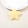 Cute cream yellow plush star hair clip with soft faux fur texture for girls' hair - Light Yellow