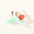 Pince à cheveux tulipe 3D élégante en rouge et vert avec une finition en acétate blanc - Emballage Individuel / Blanc Gelée