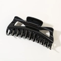 Grande molletta per capelli nera lucida in resina con design a triangolo geometrico - Confezione sfusa / Nero Lucido