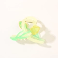 Pince à cheveux tulipe mignonne en jaune et vert pour un coiffage élégant des femmes - Emballage Individuel / Jaune Néon Gelée