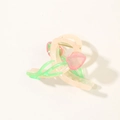 Pince à cheveux tulipe rose en beige crème avec poignée feuille verte pour femme - Emballage Individuel / Orange Clair Gelée