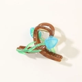Brown amber-style tulip hair claw clip with blue flowers for elegant hairstyles - Jelly Dark Brown