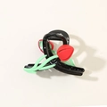 Pince à cheveux tulipe 3D noire avec boutons de fleurs rouges et détails verts - Sans emballage / Rouge