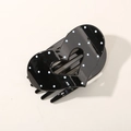 Polka dot heart-shaped hair claw clip in black resin with white spots for women - Bulk Packaging / Glossy Black