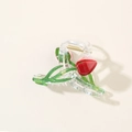 Französische Tulpen-Haarklammer aus transparentem Acryl mit rotem Blumenmuster - Dunkelrot (Lose)