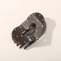 Coffee brown heart hair clip with white polka dots and glossy shark claw design - Bulk Packaging / Shiny Dark Coffee