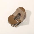 Polka dot heart-shaped hair claw clip in brown resin with a hollow oval design - Bulk Packaging / Glossy Light Coffee