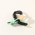 Elegant black tulip hair claw clip with pink flowers and green leaves for women - Light Orange Pink - Shiny Black Style