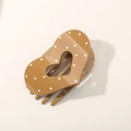 Polka dot heart hair clip in vintage brown with a glossy resin finish for women - Bulk Packaging / Glossy Khaki