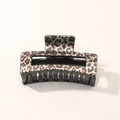 Eleganter Haarklammer mit Leopardenmuster in Braun und Schwarz mit quadratischem Griff - Großpackung / Kaffee Leopard
