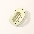 Polka dot oval claw clip in cream yellow with smooth finish for women hair styling - Glossy Matcha Green